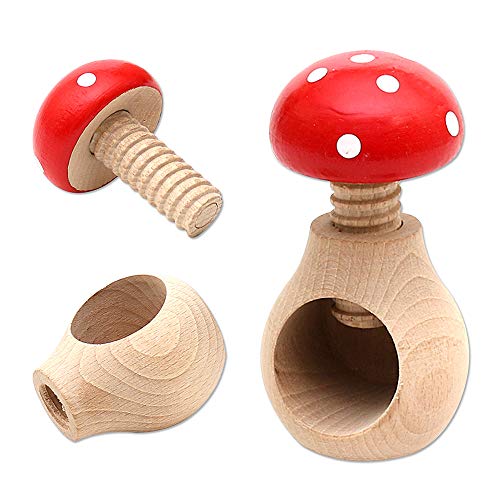 Dekohelden24 Holz Nussknacker Fliegenpilz, 10 cm