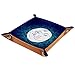 ZORE_FINE5 Plateau à bijoux carré en cuir pour jeux de dés, clés, pièces de monnaie, bonbons - Boîte de rangement pliable - 11,5 cm - Soleil et lune