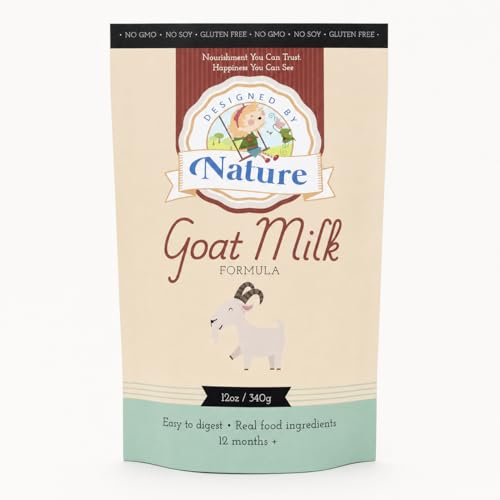 Designed by Nature- Whole Goat Milk Formula 12oz/340g, 12+ Months — Made in USA, Easy to Digest with Cod Liver Oil DHA, Hydrolyzed Collagen & Real Whole-Food Ingredients, Non-GMO, Soy & Gluten Free.