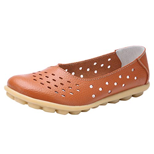 Fainosmny Sandals Shoes for Women\'s Breathable Casual Hole Shoes Large Size Peas Shoes Daily Flat Shoes Orange