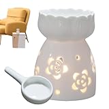 Keramik-Ölbrenner – 12 Cm Weißer Hohler Kerzenhalter, Teelicht-Wachswärmer, Diffusor Für Ätherische Öle | Geschnitzter Keramik-Kerzenwärmer Für Schlafzimmer, Arbeitszimmer, Entspannung, Aromatherapie,