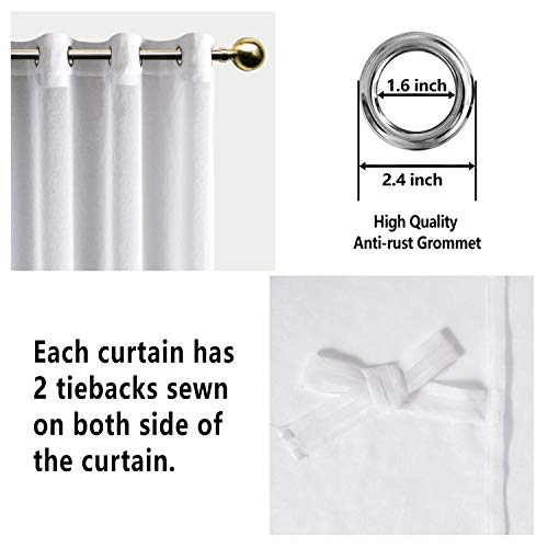 Dwcn Outdoor Sheer Curtains For Patio - White Semi Voile Waterproof Sheer Curtains For Gazebo, Pergola, Porch, Set Of 2 Window Curtain Panels With 2 Tieback Ropes, 52 X 84 Inches Long #TOP2