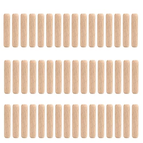 Holzdübel 6mm 80 Stück Dübel Holz Holzübelstifte Rillendübel Runde für Handwerker Handwerklichen Möbelholzdübel für Möbel Bastelprojekt