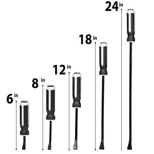 Heavy Duty Pry Bar Set (5 Bar Set - 6, 8, 12, 18, 24 Inch) Metal Striking Hammer Cap, Industrial Grade Forged Iron Steel With Angled Tip, Perfect For Prying, Demolition, Nail Puller, Crowbar, & More #TOP2