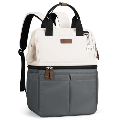 Maelstrom Cooler Backpack, 36 Cans Insulated Backpack Cooler, Soft Leakproof Double Deck Cooler Bag, Lightweight Lunch Backpack for Men & Women,Perfect for Beach Travel, Camping & Work (2.Beige-Gray) by Maelstrom - Used condition - US$30.58