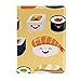 Japón sushi amarillo cuero pasaporte titular cubierta viaje cartera caso para mujeres hombres