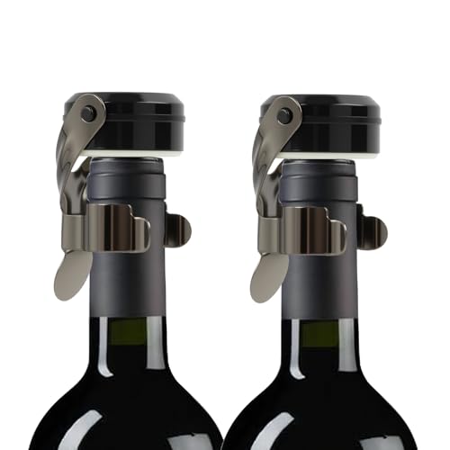 Jecdfs 2pcs Tapon Botella Cava de Acero Inoxidable, tapon champán, Cierre Hermético de Silicona, Reutilizable,wine tapones sellador de vino,para Evitar Fugas y Mantenerse Fresco