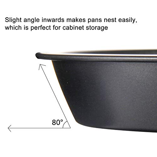 4 PCS Pie Pans, OAMCEG 9 Inch & 8 Inch Round Nonstick Bakeware Cake Pan Quiche Pan Tart Pie Plate Pizza Pan with a Silicone Brush, for Baker and Baking Enthusiast, Dishwasher Safe (8\'\'×2+9\'\'×2, Black)