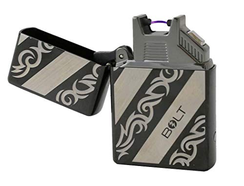 BOLT Lighter® USB Rechargeable Windproof Electric Plasma Arc Lighter Set with USB Charging Cable and Carrying Pouch