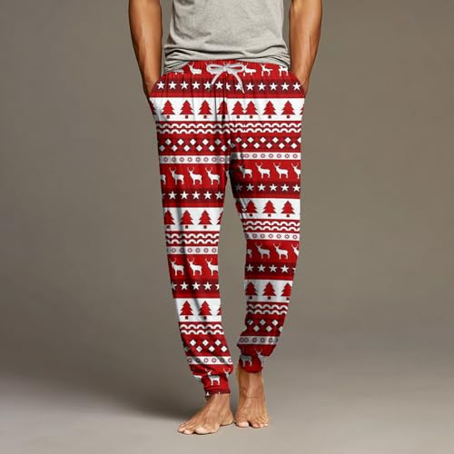 Mens Christmas Pajamas Soft Lounge Baggy Pant Casual Fall Thermal Christmas Mens Long Pajama Pants4