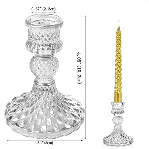 Glass Candlestick Holders Set 12Pcs, 4" Taper Candle Holders, Clear Glass Candle Holders For Wedding, Festival, Party & Festival Decor #TOP1