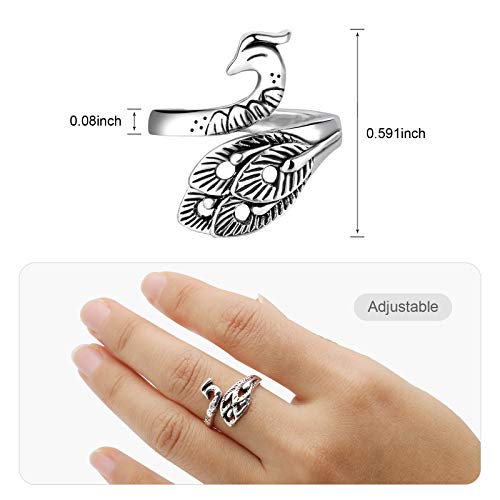 FENGWANGLI 4 Pcs Adjustable Knitting Loop Crochet Ring, Peacock Open Finger Ring for Faster Crocheting, Yarn Guide Finger Holder and Thimble Ring for Knitting