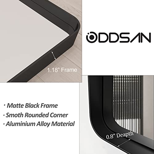 ODDSAN 55x30 Matte Black Bathroom Mirror, Modern Rectangle Metal Framed Mirrors for Wall, Rounded Corners, Shatter-Proof (Horizontal/Vertical) ODDSAN 55x30 Matte Black Bathroom Mirror, Modern Rectangle Metal Framed Mirrors for Wall, Rounded Corners, Shatter-Proof (Horizontal/Vertical)