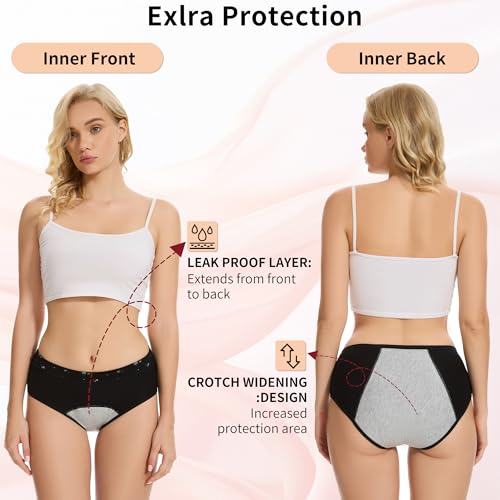 Image of HATSURE Period Underwear for Women Leak Proof Cotton Overnight Menstrual Panties Briefs (Multipack)
