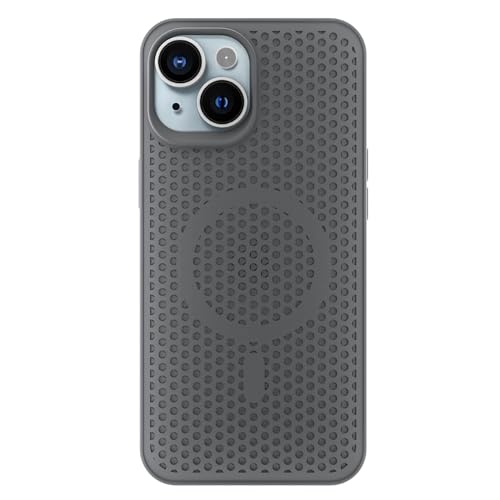 Image of Pikkme Back Cover for iPhone 13 / iPhone 14 | Honeycomb Cooling Design | Silicone Heat Dissipation | Mag-Safe Compatible | Shockproof Camera Protection Bumper Case (Grey)