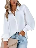 Zeagoo Womens Fashion Long Sleeve Blouses for Women Casual White Tops Button Down Shirt 2024 Large