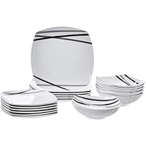 Amazon Basics 18-Piece Dinnerware Set - Modern Beams, Service for 6