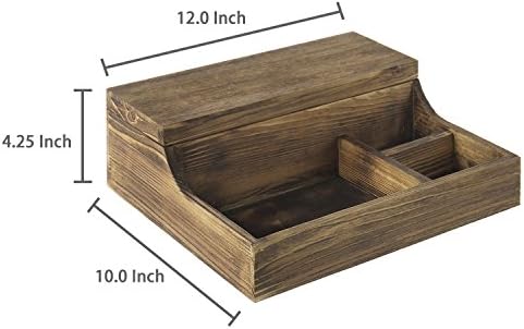 MyGift Rustic Burnt Wood Watch Display Case and Valet Storage Jewelry Box Organizer for Men and Women Accessories