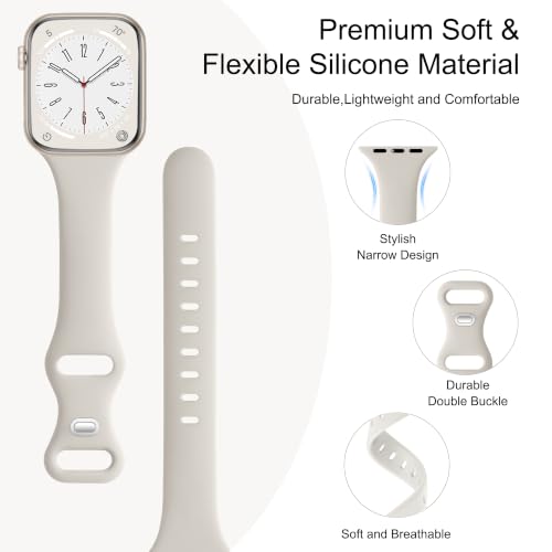 Image of Lerobo 6 Color Pack Bands Compatible with Slim Watch Bands for Apple Watch Women 45mm 44mm 42mm 46mm, Thin Narrow Sport Strap for iWatch Apple Watch Series 11 10 9 8 7 6 5 4 SE 3 2 1