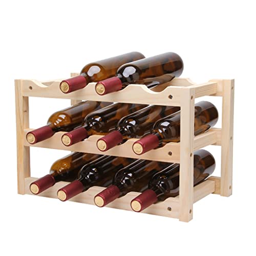 Soporte para botellas de vino de madera sólida 3 niveles miniatura 3