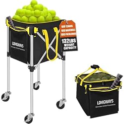 Pickleball Tennis Hopper–Foldable Cart Holds 180 Tennis/160 Pickleballs | Large Capacity |Lightweight with Wheels | Removable Bag| Side Pocket | Multi-Sport Use