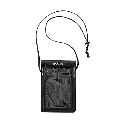 Tatonka WP Neck Pouch - Funda Impermeable para teléfono móvil con Correa para el Cuello y Ventana Transparente para Pantalla táctil, IPX7, tamaño: 21 x 14 cm (Negro)