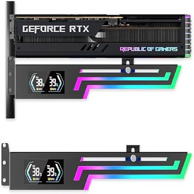 ARGB GPU Support Bracket with CPU & GPU Temp Display, Universal Graphics Card Support, Multi Angle Adjustable GPU Sag Bracket for Video Cards, GPU Stand Built-in 5V3PIN Addressable RGB Strip