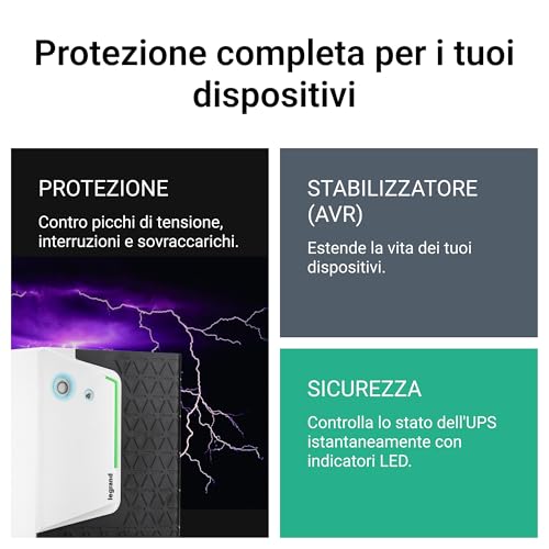 Legrand 310186 Gruppo di Continuita' UPS a Linea Interattiva 1kVA 600W - 5