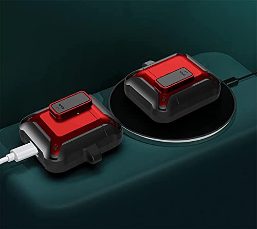 Wonjury Upgraded Armor [Secure Lock] Airpod Case,Shockproof Airpods Cover Cool Case Designed For Apple Airpod 2&1 Wireless Cases For Men Women (Black/Red) #TOP3