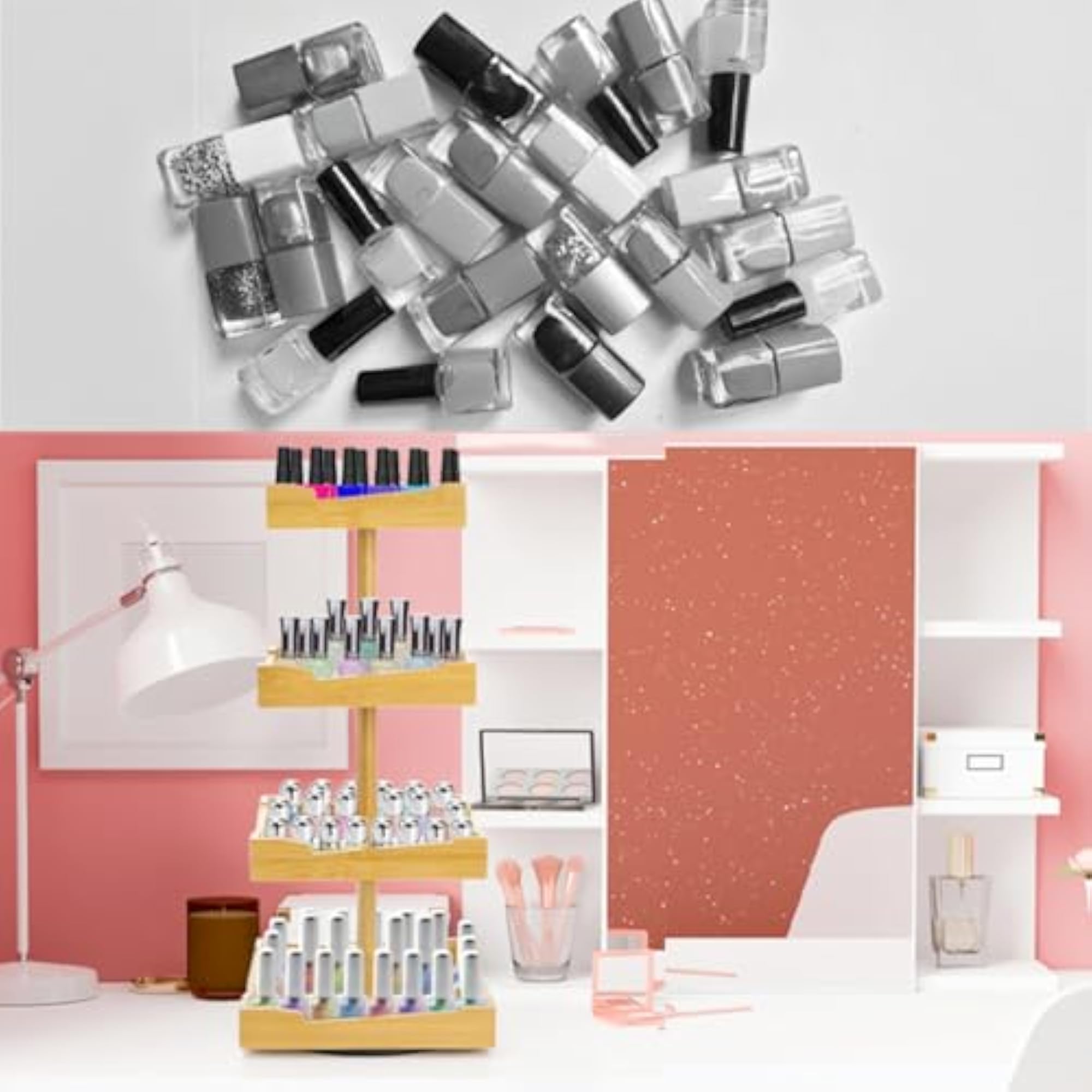 4 Tier Bamboo Nail Polish Organizer