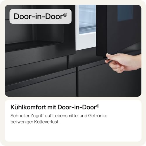 LG GSXE91EVAD Side by Side Kühlschrank und Gefrierfach mit InstaView, Klasse D, 628 Liter Kapazität, Wassertank, Essence Matte Black