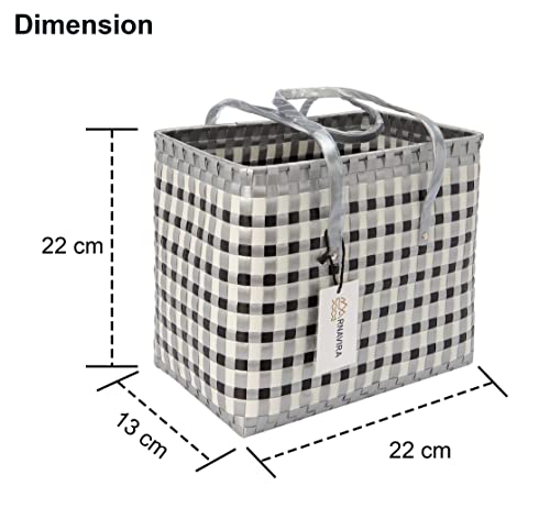 Image of Arnavira Handmade Multipurpose Basket with Lid 7.5L Used as Gift Hamper,Decorative Basket For Gifting,Basket For Puja (25 x 13 x 22 cm) (Silver White, Small)