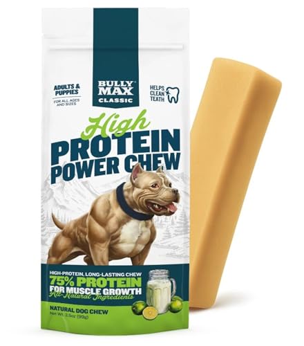 Bully Max High Protein Power Dog Chews – 75% Protein, All-Natural Long Lasting Yak Chews for Aggressive Chewers - Grain-Free Dental Dog Food Treats for Small, Medium & Large Breed Dogs - Lime, 1 Pack