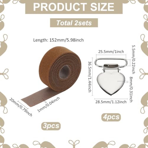 FINGERINSPIRE 2 Sets Canvas Stretch Clip Scroll Rod Side Tension Clips Sewing Gadgets Accessories Tensioners Clips with Saddle Brown Ribbon for Hand Embroidery Needlework Frame DIY Quilting Projects