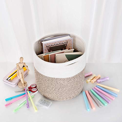 Mintwood Design 11 X 11 Inches Cotton Rope Basket For Flower Pot And Indoor Floor Planters, Decorative Round Woven Plant Pot Basket, Planter Covers, Small Dog Toy Storage Baskets, Light Brown #TOP5