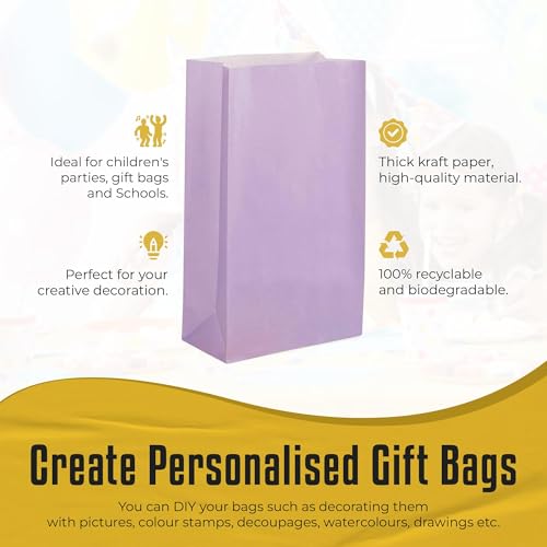 Thepaperbagstore 30 Lilac Paper Party Bags, 14x24.5x7cm, Colourful Paper Gift Bags for Kids and Adults Parties Birthdays - Image 4