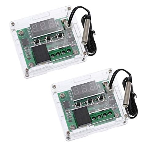 HiLetgo 2pcs W1209 with Case 12V DC Digital Temperature Controller Board Micro Digital Thermostat -50-110°C Electronic Temperature Temp Control Module Switch with 10A One-Channel Relay and Waterproof Cover