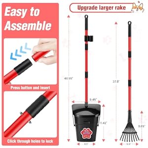 Pooper Scooper Swivel Bin and Rake with 60 Waste Bags, Heavy Duty Dog Poop Scooper for Large Medium Small Dogs, Long Stainless Steel Handle Use on Yard, Grass, Dirt or Gravel Pooper Scooper Swivel Bin and Rake with 60 Waste Bags, Heavy Duty Dog Poop Scooper for Large Medium Small Dogs, Long Stainless Steel Handle Use on Yard, Grass, Dirt or Gravel