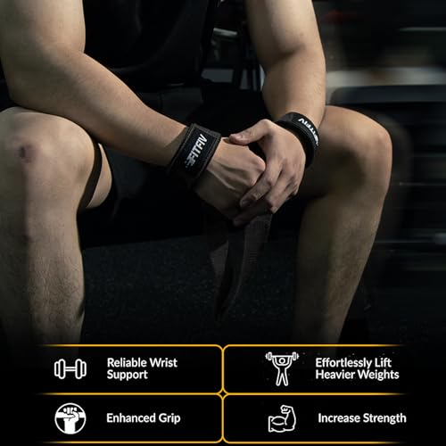 FITFIV Lifting Straps for Weightlifting, Lifting Wrist Straps for Gym Strength Training, Neoprene-padded Wrist Cushion - Men & Women
