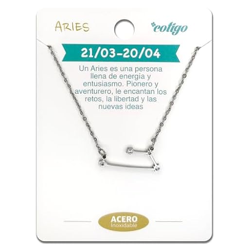 cotigo Collar Signo Zodiaco Acero Inoxidable, 12 Collar Constelaciones con Colgante Horóscopo de Circonita - Collar Mujer para Joyería Astrología (Aries - Plateado) | Ya disponible en tu tienda friki favorita! En mundofriki.es!