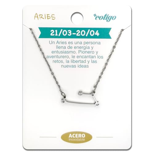 cotigo Collar Signo Zodiaco Acero Inoxidable, 12 Collar