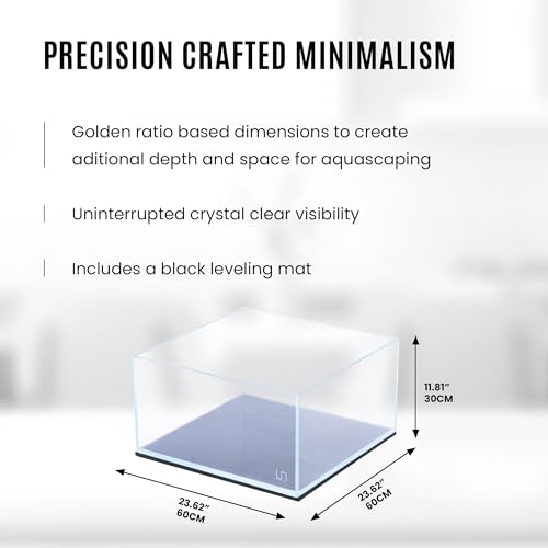 Image of UNS Ultra Clear Rimless Tank - 28.5GAL | 108L - 23.62x23.62x11.81 | 60x60x30 CM, 8mm Glass Thickness, Leveling Mat Included - Low Iron, High Clarity Fish Tank w / 45 Mitered Edge - [60CS]