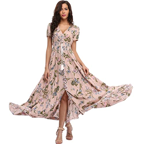 Robe de plage longue fleurie bohème pour femme taille S
