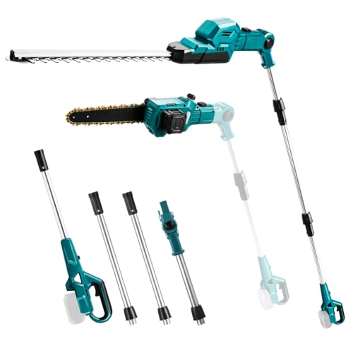 Image of 2-in-1 Cordless Pole Saw & Hedge Trimmer Combo Compatible with Makita 18V Battery, 8" Electric Pole Chainsaw,16" Extension Pole Hedge Trimmer for Bush, Tree, Limb and Branch Cutter (No Battery)