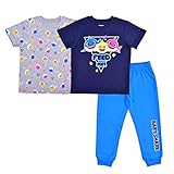 Nickelodeon Baby Shark Boy's 3-Piece Feed Me! T-Shirt and Jogger Pant Set, Blue/Grey, Size 2T