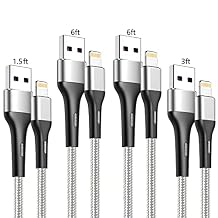 iPhone Charger Cord 4Pack 1.5 / 3/6 / 6FT, [ Apple MFi Certified ] كابل البرق iPhone شاحن كابل الشحن السريع لجهاز iPhone 13 12 Pro Max Mini 11 Pro XS XR X 10 8 7 Plus 6s 6 SE 2020 iPad iPod
