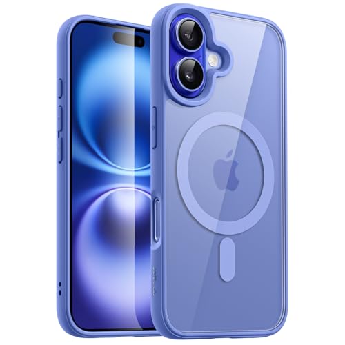 Image of JETech Magnetic Case for iPhone 16 Plus 6.7-Inch Compatible with MagSafe, Shockproof Phone Bumper Cover, Solid Color Matte TPU Frame, Anti-Scratch Clear Back (Ultramarine)