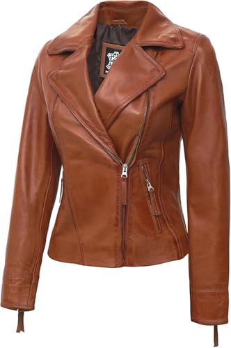 Blingsoul Leather Jacket Women - Real Lambskin Leather Asymmetrical Style