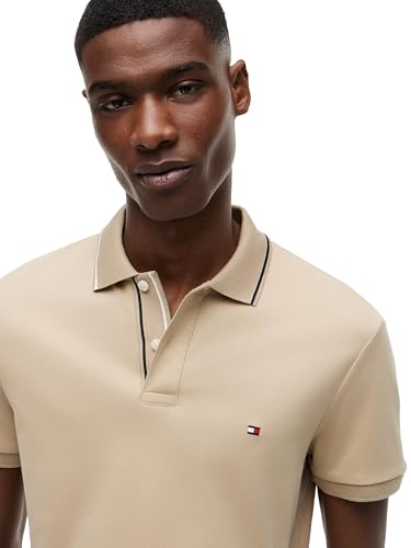 Image of Tommy Hilfiger Men's Short Sleeve Casual Polo Shirts in Slim Fit with Liquid Cotton and Cuff Designs