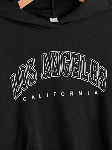 Shenhe Girl's Casual Fashion Los Angeles Hoodie Graphic Long Sleeve Pullover Sweatshirt Black 12-13Y #TOP2